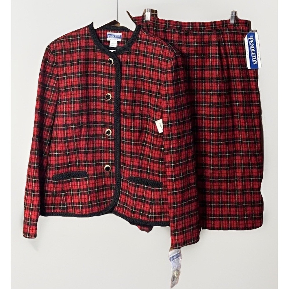 NWT NOS Vintage Pendleton Wallace Tartan Wool Jacket & Skirt Sz 14/16 USA $294
